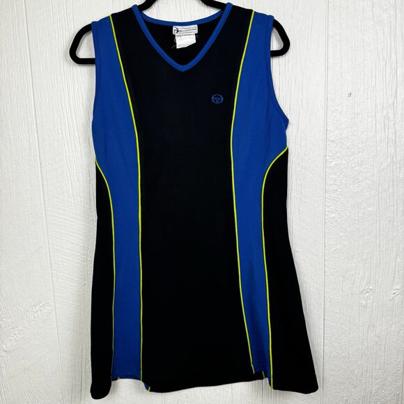 Sergio Tacchini Sleeveless Color Block Dress Size Medium Blue Black Tennis Golf - Picture 5 of 10